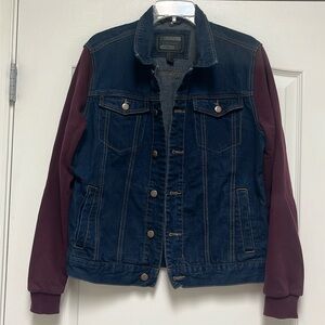 21 Men An American Brand Denim Jean Trucker Jacket with cotton Sleeves